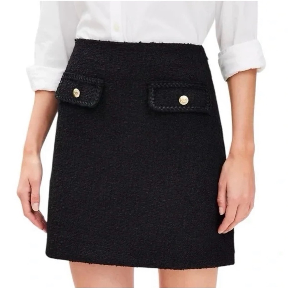 LOFT Black Textured Mini Skirt
